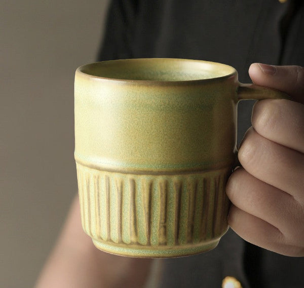 Elegant Porcelain Coffee Cups, Large Capacity Coffee Cup, Handmade Ceramic Coffee Mug, Large Pottery Coffee Cup, Large Tea Cup-HomePaintingDecor