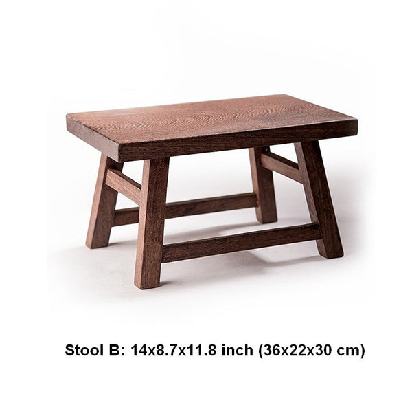 Shoe-changing Stool, Solid Wood low Stool, Wenge Wood Stool, Children's Wooden Stool, Sofa Stool, Dining Table Stool-HomePaintingDecor