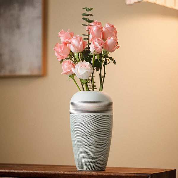 Pottery Flower Vases Urn, Modern Bouquet Flower Vases, Centerpiece on Dining Table, Large Flower Vase on Table, Handmade Water Holding Flower Vases-HomePaintingDecor