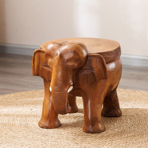 Dining Table Stool, Handmade Solid Wood low Stool, Elephant Wooden Stool, Elephant Sofa Stool, Creative Shoe-changing Stool-HomePaintingDecor