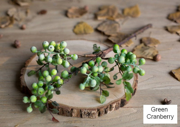 Flower Arrangement Ideas for Living Room, Green Cranberry Fruit Branch, Modern Artificial Flowers for Home Decoration, Spring Artificial Floral for Bedroom-HomePaintingDecor
