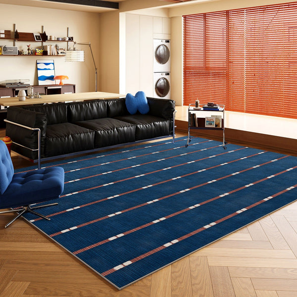 Blue Modern Rugs for Dining Room, Bedroom Modern Floor Carpet, Mid Century Area Rugs, Contemporary Modern Living Room Rug Ideas-HomePaintingDecor