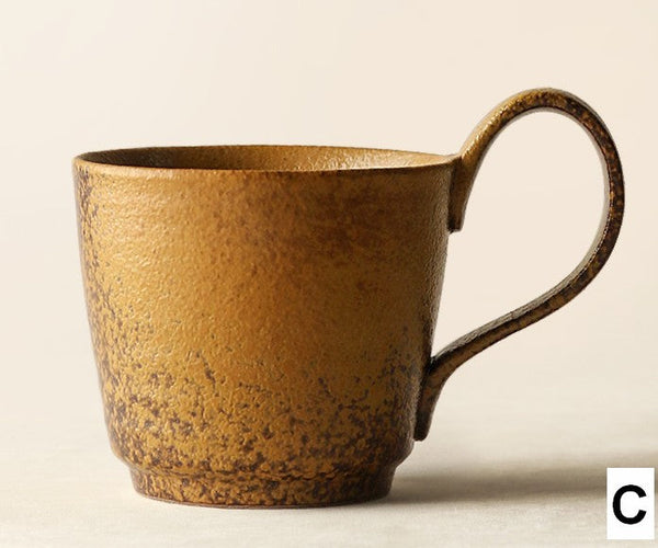 Modern Handmade Pottery Coffee Cup, Creative Brown Green Blue Ceramic Coffee Mugs, Large Unique Tea Cup, Large Capacity Coffee Cups-HomePaintingDecor