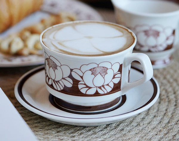Elegant Ceramic Coffee Cups, Flower Porcelain Tea Cup Saucer Set, Beautiful British Tea Cups, Traditional English Tea Cup and Saucer-HomePaintingDecor