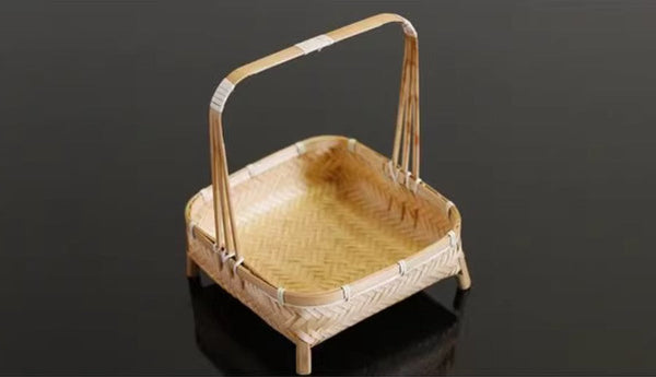 Lovely Cute Picnic Hand basket, Hand-woven Basket with Handle, Bamboo Basket for Food, Natural Fruit Basket, Kitchen Storage Baskets-HomePaintingDecor