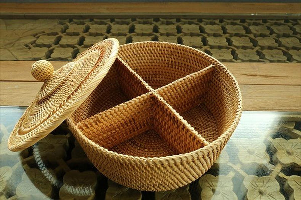 Indonesia Woven Storage Basket, Small Food and Snacks Basket, Kitchen Storage Basket, Storage Basket for Dining Room-HomePaintingDecor