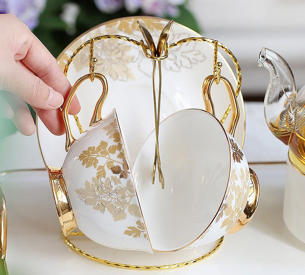 Beautiful British Tea Cups, Traditional English Tea Cup and Saucer, Porcelain Tea Cup Saucer Set, Elegant Ceramic Coffee Cups-HomePaintingDecor