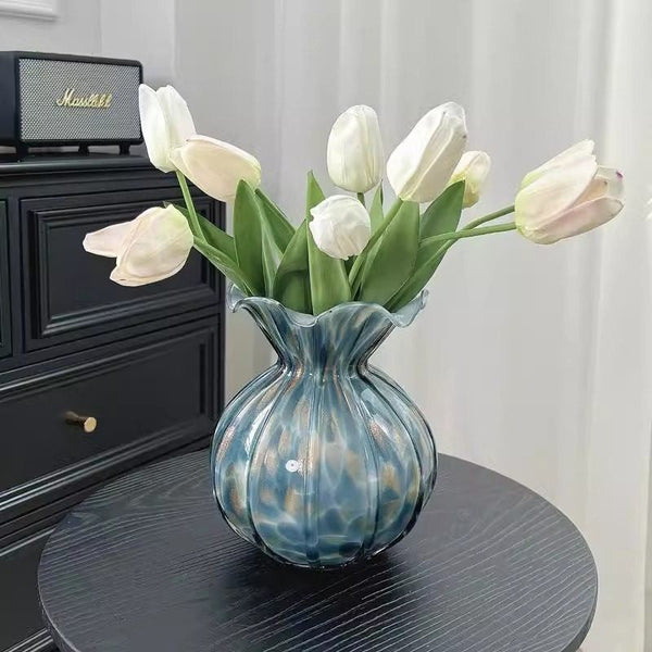 Centerpiece Vases on Table, Handmade Liuli Vases, Color Glaze Vase, Modern Glass Bud Vases, Contemporary Vases for Modern Home Decor-HomePaintingDecor