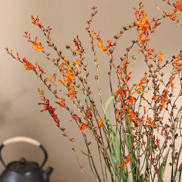 Natural Decorations, Flower Arrangement, Handmade Artificial Flower, Dried Fire Orchid Bouquet, Natural Dried Flowers-HomePaintingDecor