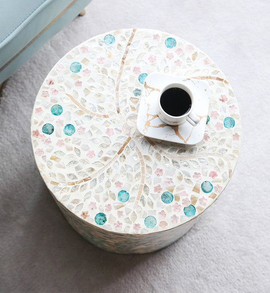 Contemporary Small Sofa Side Table, Portable Casual Side Table, Creative Coffee Table, Shell Small Side Table, Unique Small End Table-HomePaintingDecor