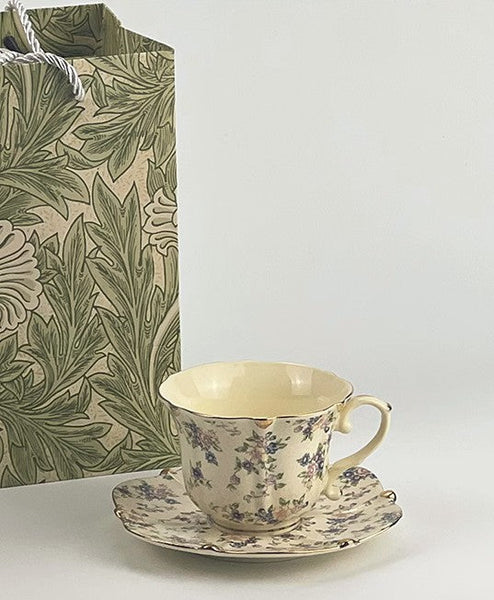British Afternoon Tea Cup and Saucer in Gift Box, China Porcelain Tea Cup Set, Unique Tea Cup and Saucers, Royal Ceramic Cups, Elegant Vintage Ceramic Coffee Cups-HomePaintingDecor