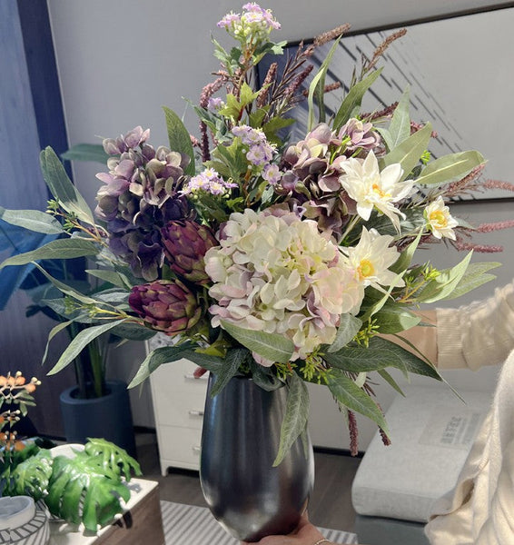 Large Bunch of Flowers Arrangement, Faux Silk Floral Table Centerpiece, Creative Flower Arrangement Ideas for Interior Design, Modern Artificial Floral Arrangement-HomePaintingDecor