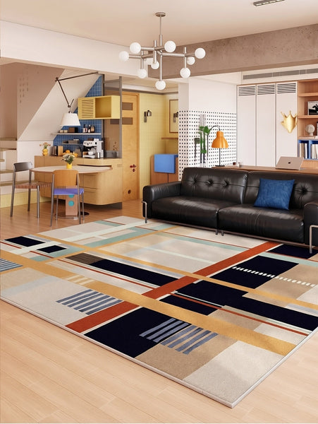 Mid Century Modern Rugs Next to Bed, Modern Rugs for Dining Room, Contemporary Rugs for Bedroom, Abstract Modern Carpets for Living Room-HomePaintingDecor