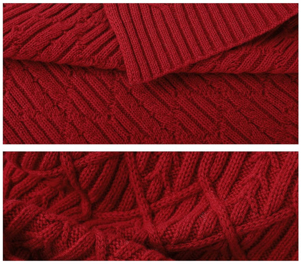 Business Wool Scarf for Gentleman, Casual Scarf Men, Men's Wool Scarf Winter, Thick Wool Scarf, Men's Winter Scarf, Formal Men Scarf Styles, Red Fashion Scarf-HomePaintingDecor