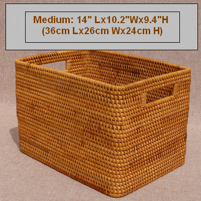 Rectangular Storage Basket for Shelves, Rattan Storage Basket for Kitchen, Storage Baskets for Bathroom, Woven Storage Baskets for Clothes-HomePaintingDecor