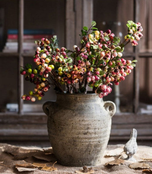 Cranberry Fruit Branch, Flower Arrangement Ideas for Living Room, Unique Artificial Flowers for Home Decoration, Spring Artificial Floral for Bedroom-HomePaintingDecor