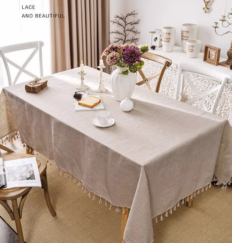 Brown Tablecloth for Home Decoration, Simple Linen Rectangle Table Cover for Dining Room Table, Modern Table Cloth, Square Tablecloth for Oval Table-HomePaintingDecor
