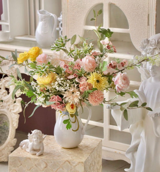 Artificial Floral for Living Room, Large Bunch of Romantic Flowers for Bedroom, Table Centerpiece, Beautiful Flower Arrangement Ideas for Interior Design-HomePaintingDecor