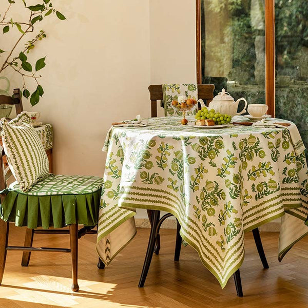 Canterbury Bell and Pomegranate Table Covers for Round Table, Large Modern Rectangle Tablecloth for Dining Table, Farmhouse Table Cloth for Oval Table-HomePaintingDecor