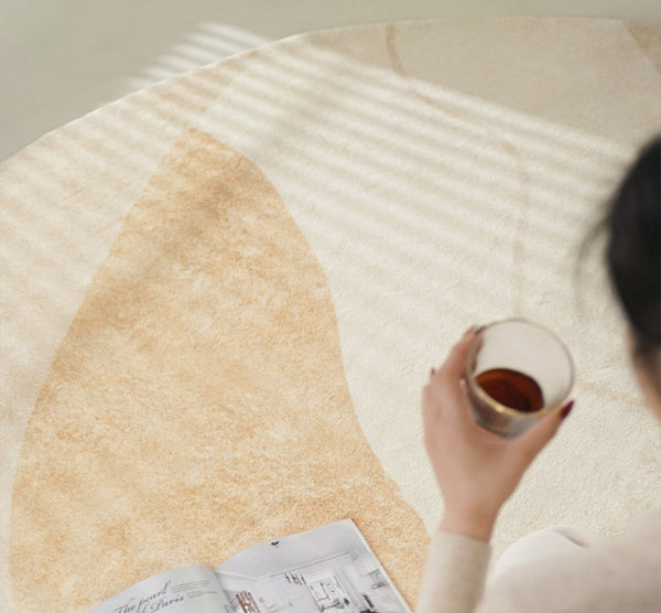 Contemporary Round Rugs Under Bed, Modern Round Carpets for Dining Room, Contemporary Round Rugs for Living Room, Hallway Floor Carpets-HomePaintingDecor