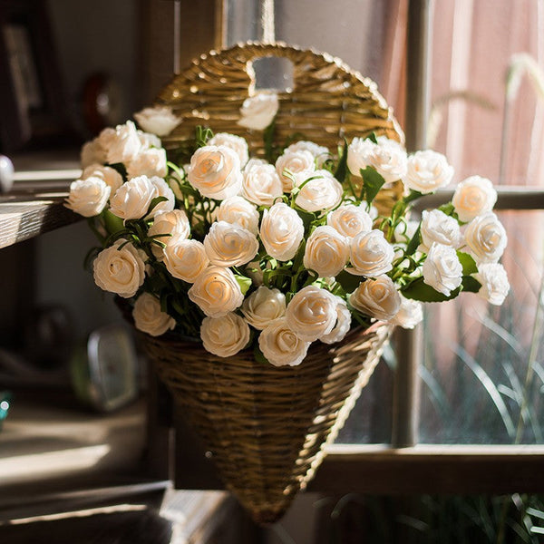Flower Arrangement Ideas for Living Room, White Camellia Flowers, Modern Artificial Flowers for Home Decoration, Simple Artificial Floral for Bedroom-HomePaintingDecor