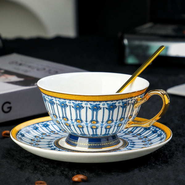Ceramic Tea Cup and Saucer Set, Porcelain Coffee Cup with Saucer, British Royal Tea Cup and Saucer Set in Gift Box, Porcelain Tea Cup and Saucer Set-HomePaintingDecor