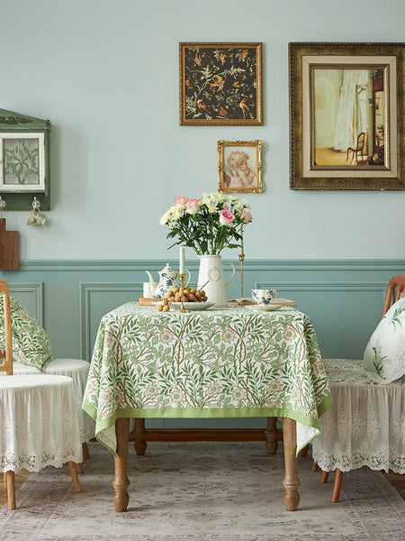 Large Rectangle Tablecloth for Dining Room Table, Square Tablecloth for Round Table, Farmhouse Table Cloth, Flower Pattern Tablecloth-HomePaintingDecor