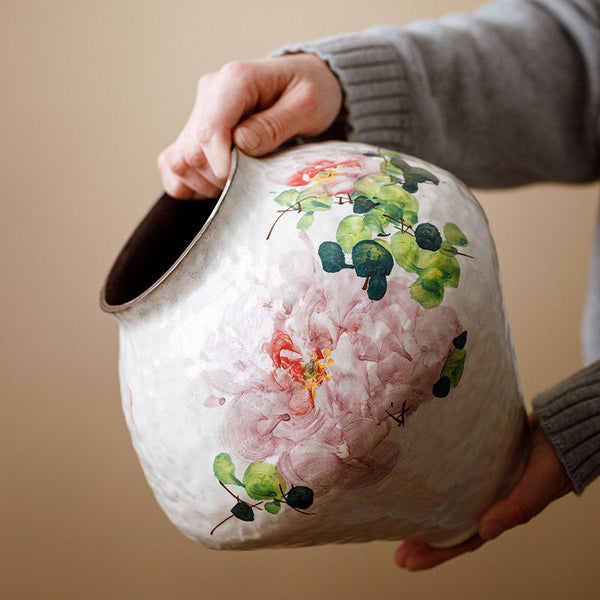 Flower Vases on Table, Handmade Water Holding Flower Vases, Centerpiece on Dining Table, Modern Porcelain Flower Vases, Ceramic Bouquet Vases-HomePaintingDecor