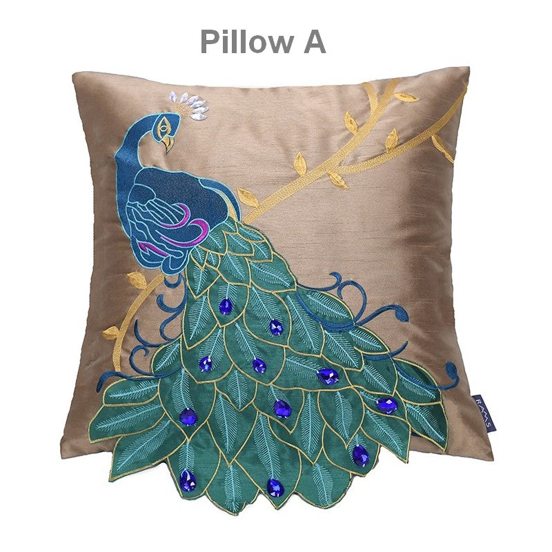 Beautiful Decorative Throw Pillows, Embroider Peacock Cotton and linen Pillow Cover, Decorative Sofa Pillows, Decorative Pillows for Couch-HomePaintingDecor