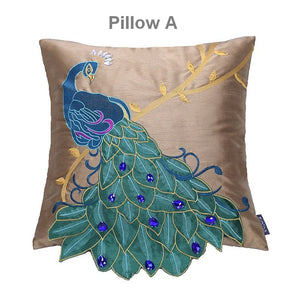Beautiful Decorative Throw Pillows, Embroider Peacock Cotton and linen Pillow Cover, Decorative Sofa Pillows, Decorative Pillows for Couch-HomePaintingDecor