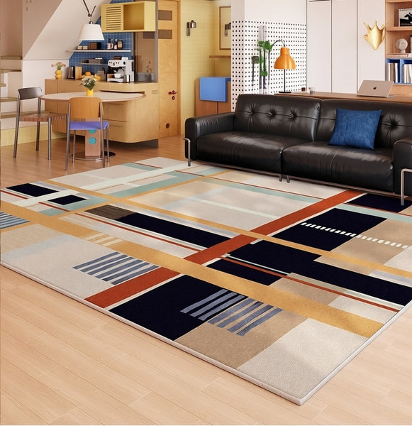 Mid Century Modern Rugs Next to Bed, Modern Rugs for Dining Room, Contemporary Rugs for Bedroom, Abstract Modern Carpets for Living Room-HomePaintingDecor