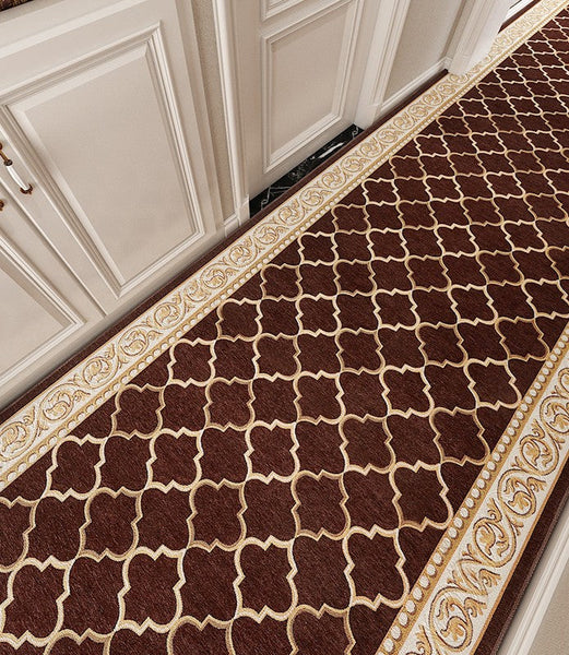 Stain-resistant Non Slip Kitchen Runner Rugs, Entryway Brown Runner Rugs, Modern Long Hallway Runners, Extra Long Narrow Runner Rugs, Entrance Hallway Runners, Hallway Runners-HomePaintingDecor