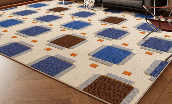 Mid Century Contemporary Rugs, Modern Rugs for Living Room, Geometric Modern Carpets, Colorful Abstract Rugs for Bedroom-HomePaintingDecor