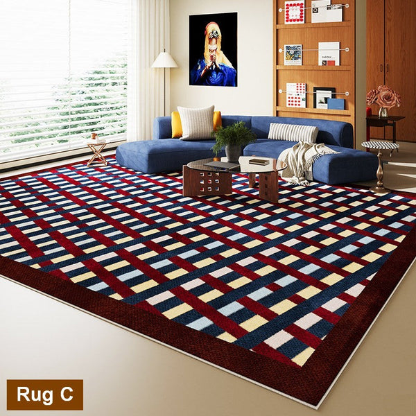 Living Room Colorful Modern Rugs, Geometric Modern Rugs for Dining Room, Mid Century Modern Rugs, Contemporary Abstract Rugs under Coffee Table-HomePaintingDecor