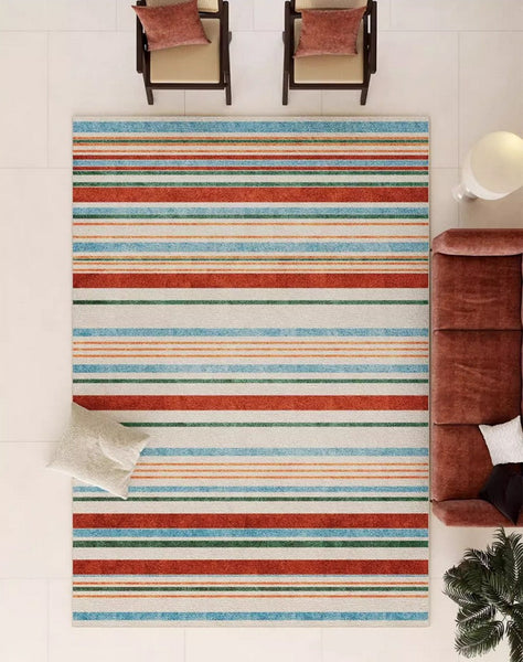 Colorful Modern Rugs under Dining Room Table, Abstract Area Rugs for Living Room, Modern Carpets for Kitchen, Geometric Contemporary Modern Rugs Next to Bed-HomePaintingDecor