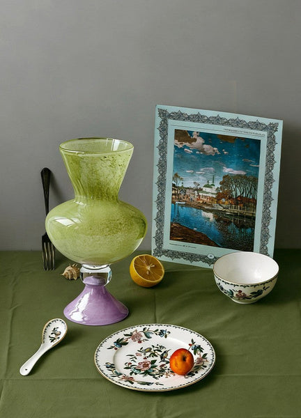 Modern Glass Vase for Flowers, Mid Century Glass Vases, Handmade Modern Vases for Living Room, Unique Decorative Glass Vase, Centerpiece Contemporary Vases on Table-HomePaintingDecor