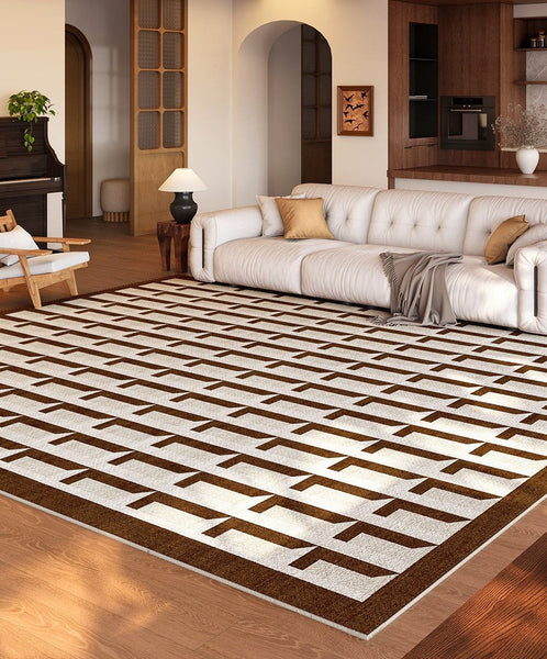 Geometric Contemporary Rugs for Living Room, Abstract Modern Carpets for Living Room, Modern Rugs for Dining Room, Mid Century Modern Rugs Next to Bed-HomePaintingDecor