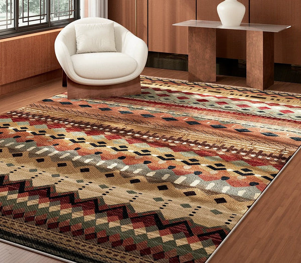 Bohemian Style Carpets for Living Room, Colorful Abstract Rugs for Dining Room, Contemporary Rugs for Bedroom, Mid Century Modern Rugs Next to Bed-HomePaintingDecor