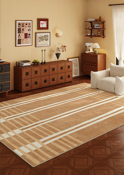 Geometric Modern Rugs for Dining Room, Large Modern Rugs for Living Room, Bedroom Modern Rugs, Cream Color Contemporary Modern Rugs-HomePaintingDecor