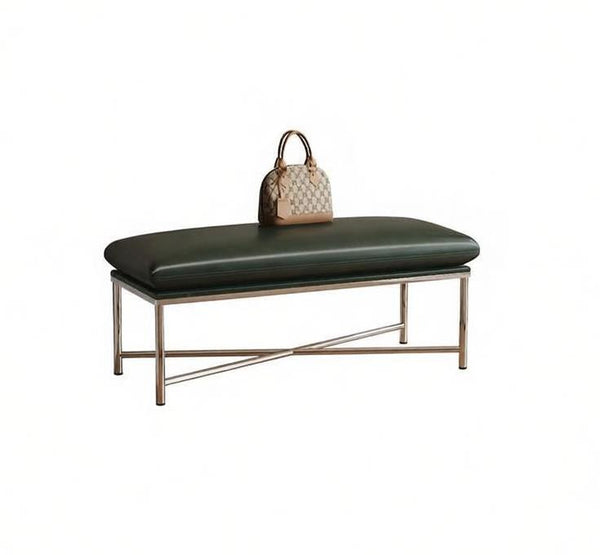 Mid-Century Hall Bench, Contemporay Bedroom Bench, Luxury Genuine Leather Entry Bench, Upholstered Shoe Bench, Narrow Entryway Bench, Modern Shoe Changing Ottoman-HomePaintingDecor