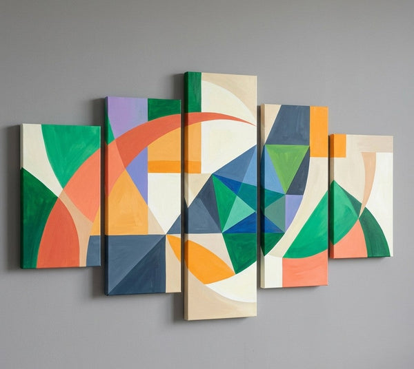 Modern Abstract Paintings, Geometric Acrylic Art for Living Room, Contemporary Canvas Paintings-HomePaintingDecor