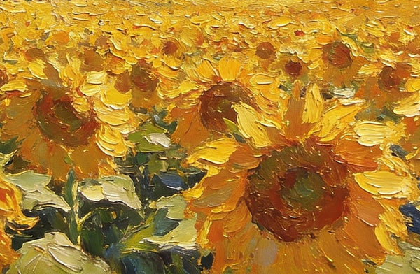 Heavy Texture Paintings, Sunflower Fields of Provence, Hand Painted Canvas Art, Original Small Landscape Paintings, Small Oil Paintings on Canvas, Small Paintings on Canvas, Palette Knife Artwork-HomePaintingDecor