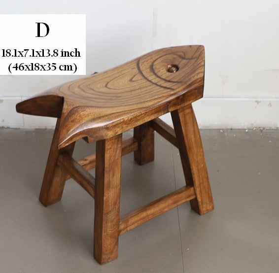 Solid Wood low Stool, Creative Shoe-changing Stool, Handmade Vintage Old Elm Wood Stool, Children's Wooden Stool, Sofa Stool, Dining Table Stool-HomePaintingDecor