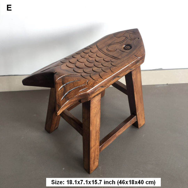 Handmade Solid Wood low Stool, Creative Shoe-changing Stool, Vintage Old Elm Wood Stool, Children's Wooden Stool, Sofa Stool, Dining Table Stool-HomePaintingDecor