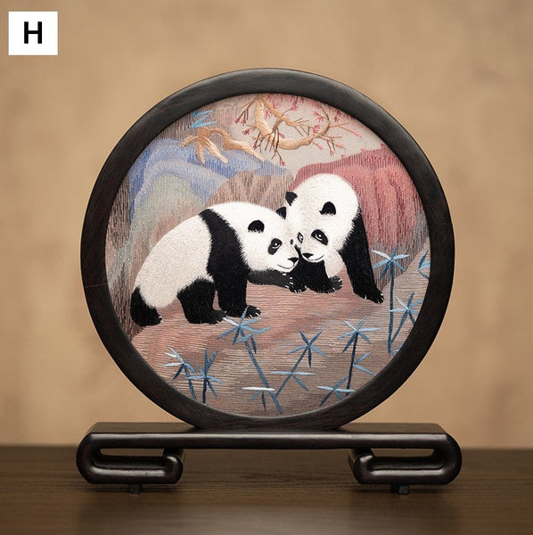 Exclusive Business Present Panda Embroidered Decor, Traditional Chinese Suzhou Embroidery Ornament, Premium Souvenir, Unique Birthday Gift-HomePaintingDecor