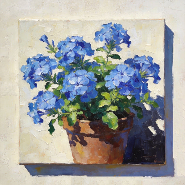 Still Life Painting, Blooming Blue Plumbago, Small Canvas Wall Art, Hand Painted Canvas Art, Original Flower Paintings, Buy Small Paintings Online-HomePaintingDecor