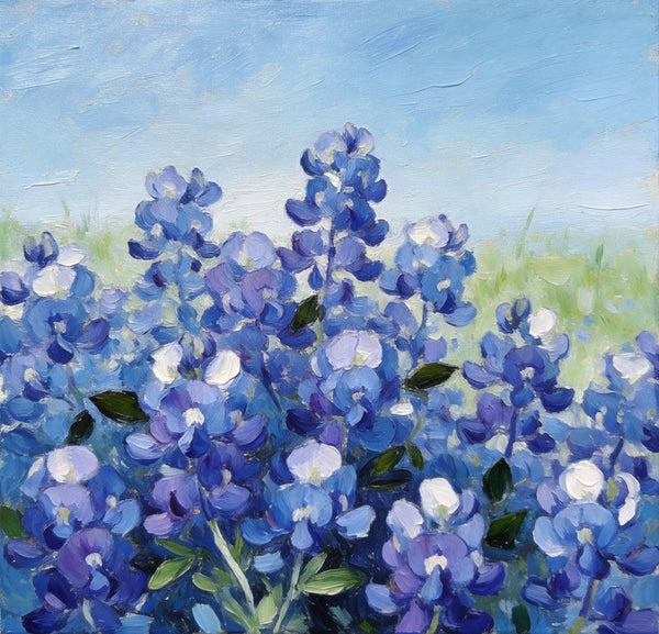 Blue Plumbago in Full Bloom, Small Canvas Wall Art, Still Life Painting, Hand Painted Canvas Art, Original Flower Paintings, Buy Small Paintings Online-HomePaintingDecor