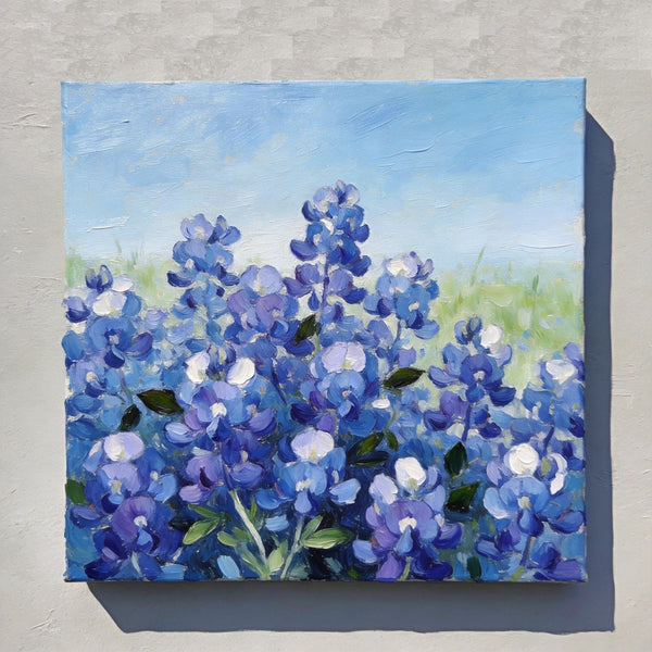 Blue Plumbago in Full Bloom, Small Canvas Wall Art, Still Life Painting, Hand Painted Canvas Art, Original Flower Paintings, Buy Small Paintings Online-HomePaintingDecor