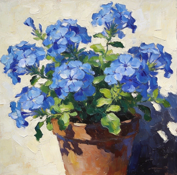 Still Life Painting, Blooming Blue Plumbago, Small Canvas Wall Art, Hand Painted Canvas Art, Original Flower Paintings, Buy Small Paintings Online