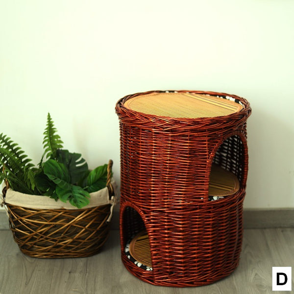Large Cat House Basket with Washable Cushion for Indoor Cats and Dogs, Triple-Layer Cat Bed-HomePaintingDecor